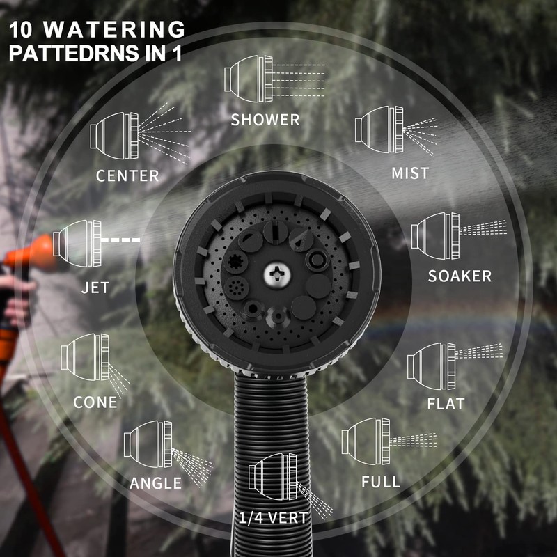 Besiter Garden Hose Nozzle Sprayer: 2 Pack 10 Watering Patterns