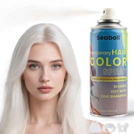Temporary Hair Color Spray, Natural Hair Dye for Women Men Disposable Hair Paint by Seaboll, Washable Colored Hair Coloring Wax for Party, Hollowen, Cosplay (White)