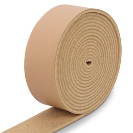Swpeet Light Camel 1 Inch Wide 80 Inches Leather Strap, Single Sided Full Grain Leather Strips Cord String, Long Flat Leather Belt Strips Ideal for DIY Craft Projects, Clothing, Jewelry, Wrapping