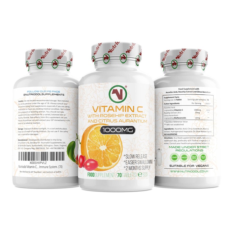 Nutriodol Vitamin C with Rosehip & Bioflavonoids Tablets x 70