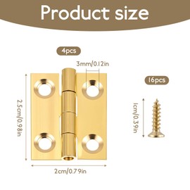 4Pcs Pure Solid Brass Mini Hinges Cabinet Drawer Folding Butt Hinges for Drawer Cabinet Cupboard Door Jewelry Chest Wood Box Wooden Case Furniture, 1 Inch
