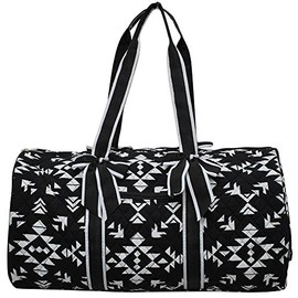 NGIL Quilted Weekend Travel Overnight 20" Large Duffle Bag 2018 Spring Collection (Tribal Black White)