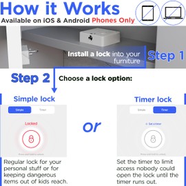 Habit Control Smart Lock for Cabinets & Drawers - Bluetooth Timer Lock Box for Alcohol, Snacks, Video Games, Medication - App-Controlled Safe with Multiple Modes - Boost Productivity & Well-Being