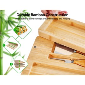 Charcuterie Boards, Thereye Cheese Board with Knife Set, Bamboo Charcuterie Board Set, Gifts for Women, Wedding Gifts, House Warming Gifts, Bridal Shower Gift