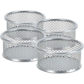 Mesh Metal Paper Clip Holder, Desk Organizer, Paper Clip Dispenser, 4 Pack (Silvery)