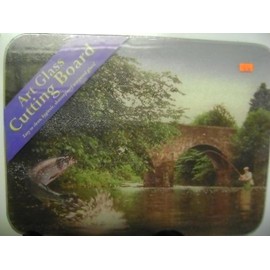 Art Glass Fishing Scene Cutting Board