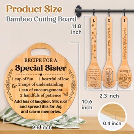 Sister Gifts from Sister - Engraved Bamboo Cutting Board Set, Unique Sister Birthday Gifts, Mothers Day Christmas Birthday Gifts for Sister