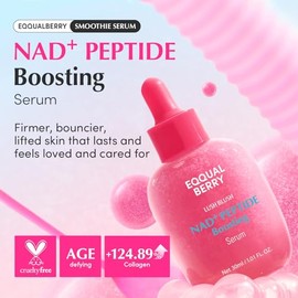 EQQUALBERRY NAD+ - Suero potenciador de péptidos doble | Suero de 14 péptidos para cara, cuello y cuerpo | Niacinamida 2% y colágeno vegano para antie