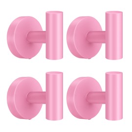 Augegel Towel Hooks, SUS 304 Stainless Steel Hooks, Heavy Duty Door Hanger Towel Robe Clothe Cabinet Closet Sponges Hook for Bathroom Kitchen Garage Gotel (Pink, 4 Pcs)