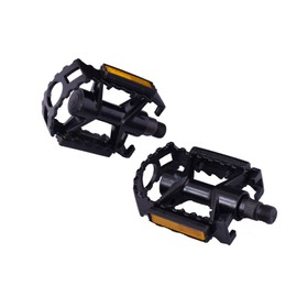 Ammaco ANODISED BLACK 9/16" MTB PEDALS ONE PIECE LIGHTWEIGHT ANODIZED ALLOY STRONG BORON AXLE REMOVABLE REFLECTORS RRP