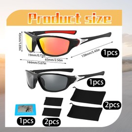 BFSYRR 2 Pcs Running Sunglasses, Polarised Sunglasses, Cycling Glasses, Sun Glasses for Men Women, Ultralight Wrap Around Glasses Rope Strap UV400 Protection