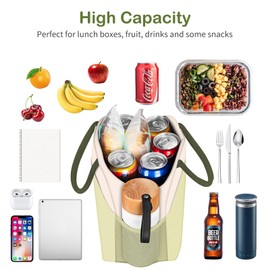 DALINDA - Bolsa de almuerzo para mujer, lonchera reutilizable y aislada, bolsa de mano de alta capacidad para viajes, trabajo, picnic