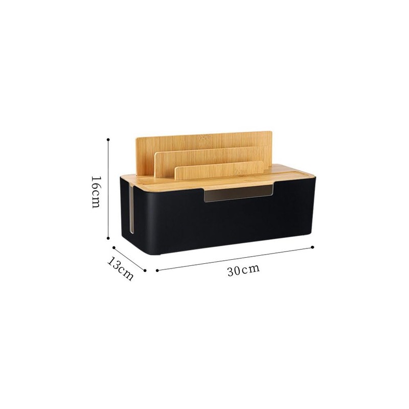 BUYSK Cable Management Box with Wooden Lid, Multi-Device Organizer for