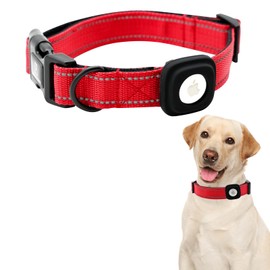 Lionheart glory Airtag Dog Collar Reflective Dog Collars with Airtag Hloder Female Male Red Collar Dog Adjustable Durable Soft Classic Collar for Small Dogs Pet Gift Puppy