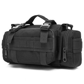 Tactical Duffel Bags for Men, 3P Military Molle Waist Fanny Packs EDC Utility Pouch Crossbody with Shoulder Strap Hand Carry (Black)