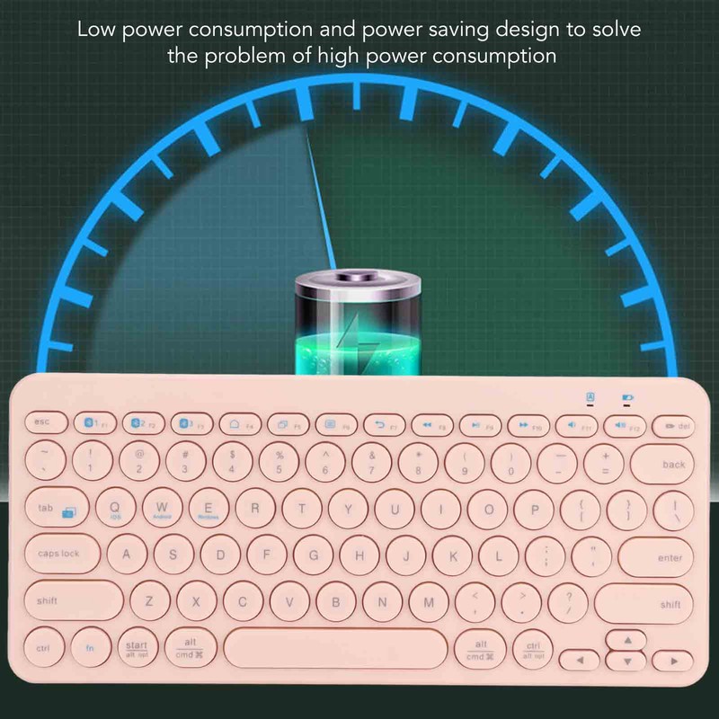 Wireless Keyboard 78 Keys Round Keycaps Slim Compact Retro Quiet