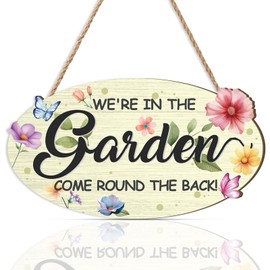 HPNIUB Funny Garden Plaque Sign for Outside,Gardening Gifts for Women Men,29*16CM We're In The Garden Rustic Outdoor Yard Decor for Summer House Accessories Patio, Lawn, Housewarming, Gardener’s Gift