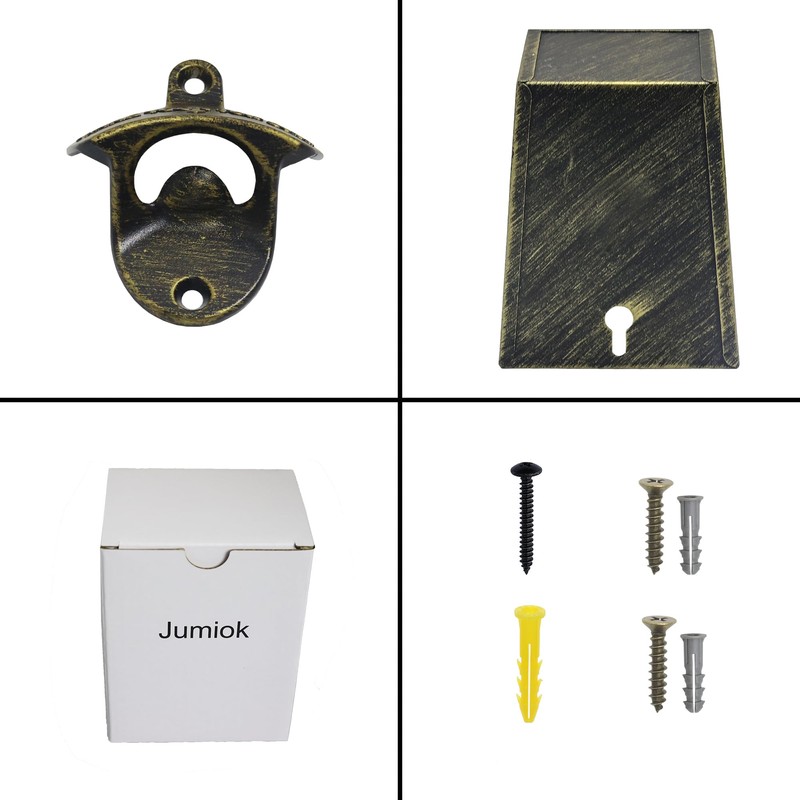 Jumiok Vintage Wall Mount Bottle Opener with Cap Catcher Stainless,