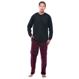 #followme Pajama Set for Men with Thermal Henley Top and Polar Fleece Pants 44909-16-NEW-XXL