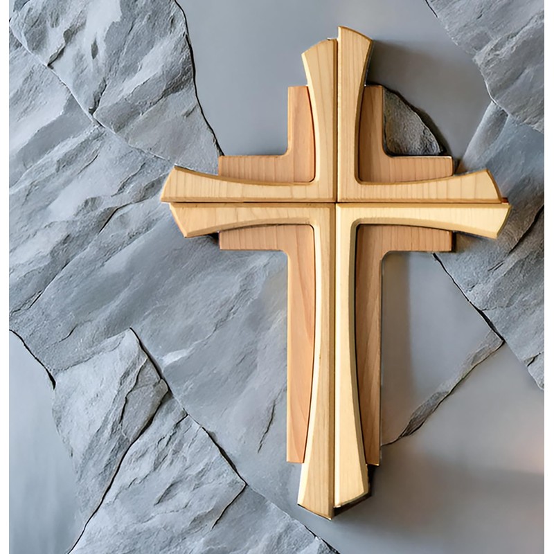 Kaltner Präsente Geschenkidee - Wandkreuz Echtes Holz Buche und Ahorn