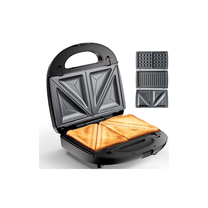 KEENSTAR 3 in 1 Sandwich Maker, Easy Clean and Store