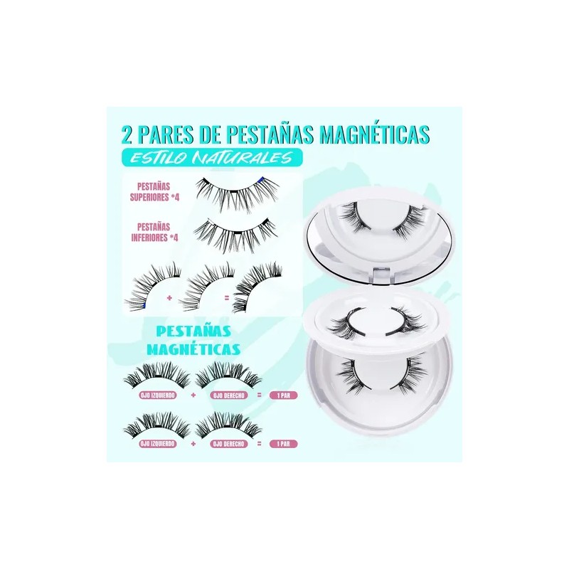 Pestañas Postizas Magnéticas Kit Con Aplicador 2 Pares