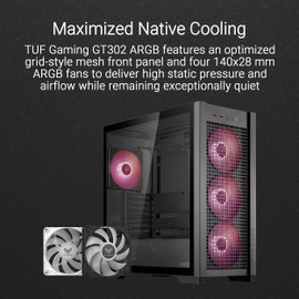 ASUS TUF Gaming GT302 ARGB White Edition ATX Mid-Tower Case Four 140x28mm ARGB Fans for Airflow & Static Pressure, Interchangeable Panel, Detachable top Panel, Hidden-Connector Motherboard Support