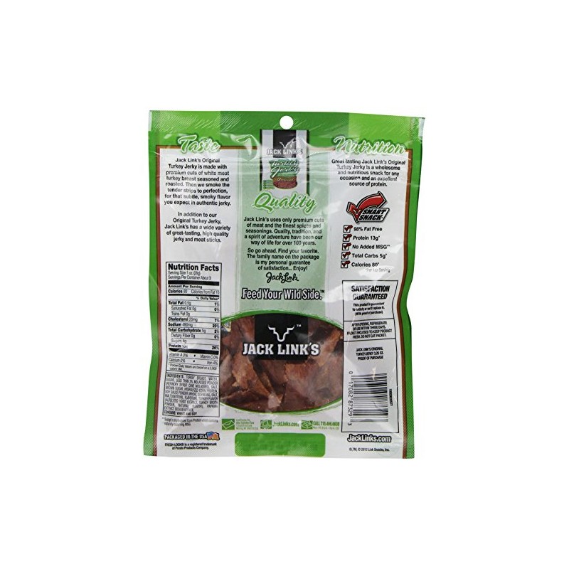 Jack Link's, Original Turkey Jerky, 3.25oz Bag (Pack of 4)