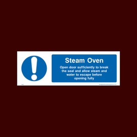 Caution Steam Oven Plastic Sign with double sided fixing tape (FP62) - Raw, Cooked, Preparation, Fish, Food, Wash Hands