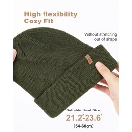 FURTALK Beanie Hats for Women Men Winter Hats Womens Knitted Slouchy Beanies Cuffed Skull Cap Warm Ski Hat Pine Green