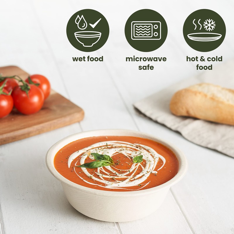 HAAGO 300 Environmentally Friendly Sugar Cane Bowls Biodegradable & Compostable