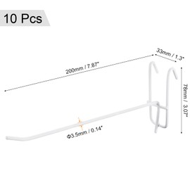 MECCANIXITY Grid Wall Display Hooks Store Garage Storage Wall Organizers 8 Inch White, Pack of 10