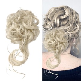Messy Bun Hair Piece, Elastic Hair Bun Messy Hair Buns Hair Piece Hair Pieces for Women Clip in Ponytail Hair Accessories for Women (Platinum Blonde)