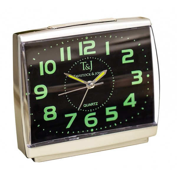 Easylife Set of 2 Easy-to-Read Silent Glow-in-the-Dark Alarm Clocks, Silent