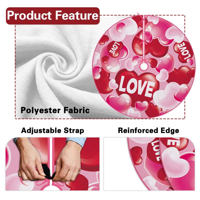 Fzbali Valentines Day Christmas Tree Skirt, 48 Inches Lace-up Rose