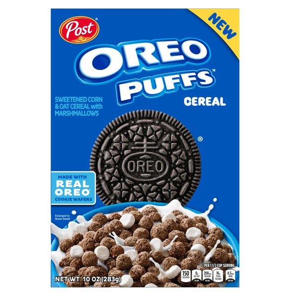 Post Oreo Puff Chocolate Breakfast Cereal, 10 oz Box