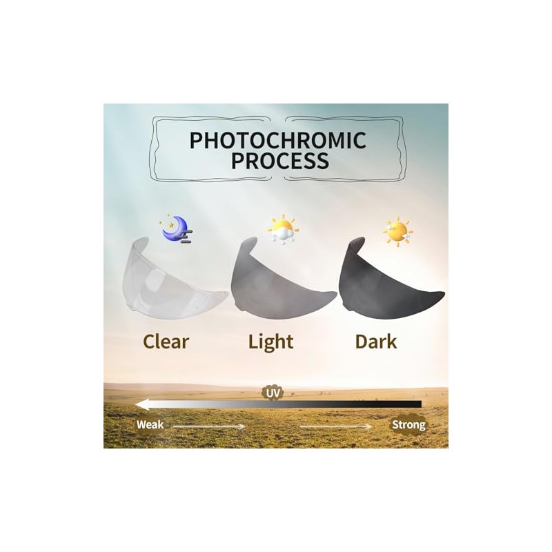 PSLER Photochromic Qualifier Visor- Qualifier DLX Helmet Visor Motorcycle Face