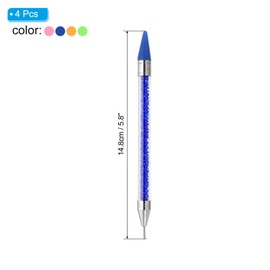 PATIKIL Diamond Art Pen with Wax, 4 Pcs Dual Ended Diamond Art Accessories Refillable Wax Pen for Diamond Art Nail DIY Craft, Blue, Pink, Yellow and Green