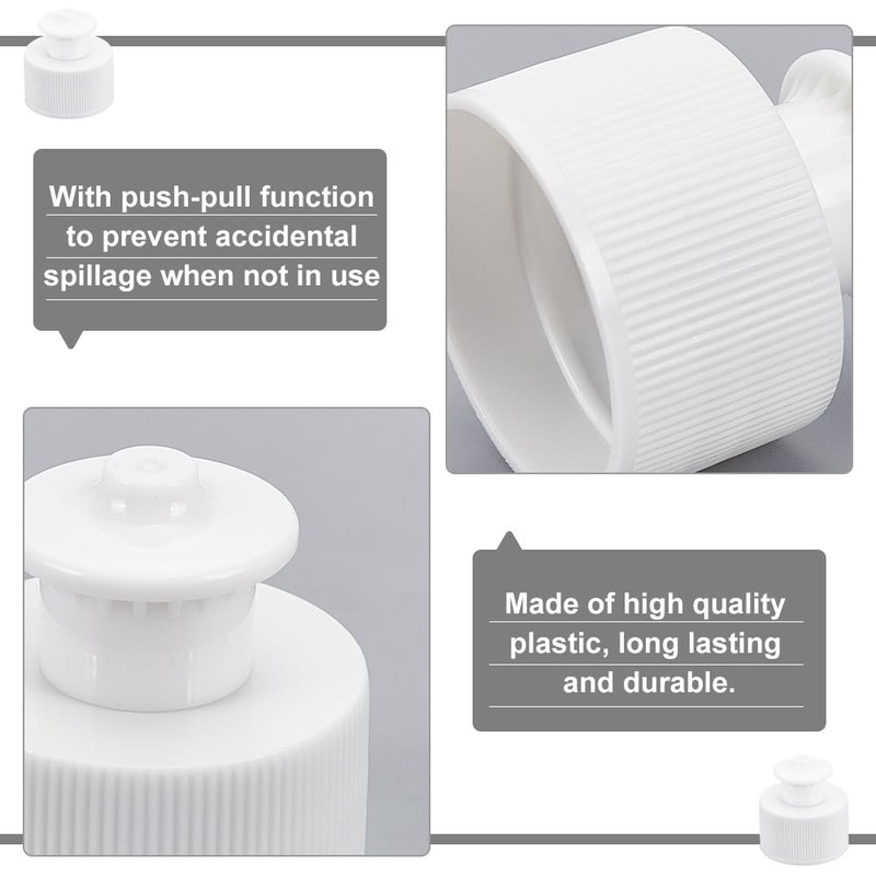 OLYCRAFT 100Pcs 28/410 White Plastic Push Pull Replacement Caps 28mm