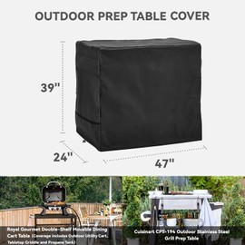 Wnanan Outdoor Dining Cart Cover - Heavy Duty Waterproof Cover for Royal Gourmet Cart Flattop Worktable, Coverage Includes Outdoor Utility Cart,Tabletop Griddle and Propane Tank