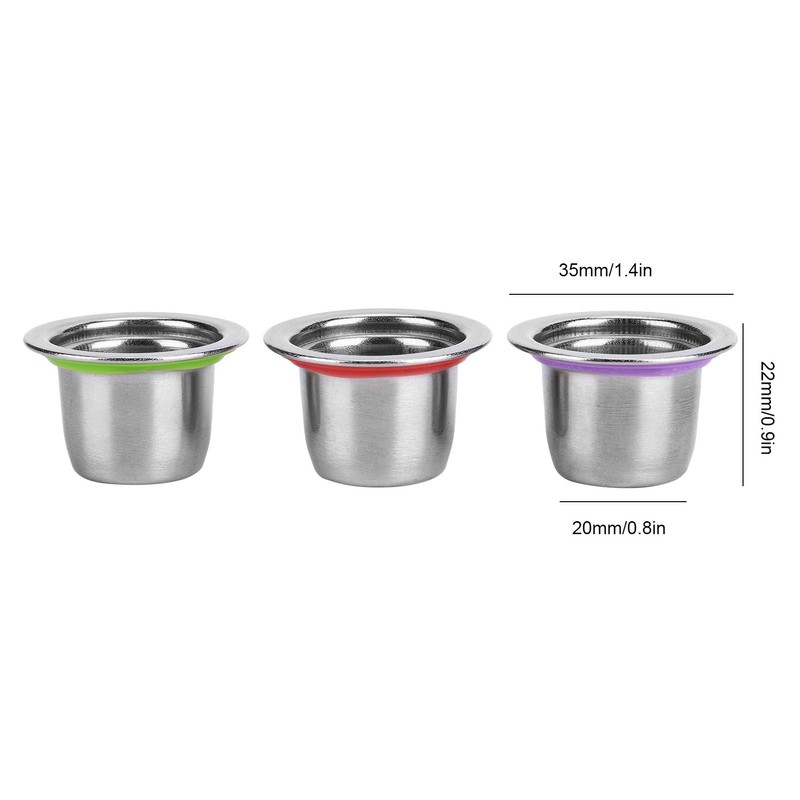3Pcs/Set Coffee Capsule Reusable Pod Stainless Steel Refillable Coffee Capsule