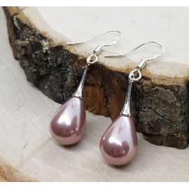 Lavender Pearl Earrings Mauve Earrings for Women Dangling Sterling Silver Lavender Pearl Drop Earrings Pink Purple Pearl Earrings June Earrings for Women