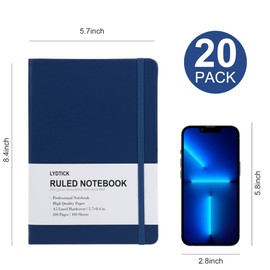 LYDTICK 20 Pack Journals for Writing College Ruled Notebooks Journal in Bulk, Hardcover Notebooks (200Pages) for Note Talking, Lined Bullet Journals for Home School Office, 5.7"x8.4", Navy