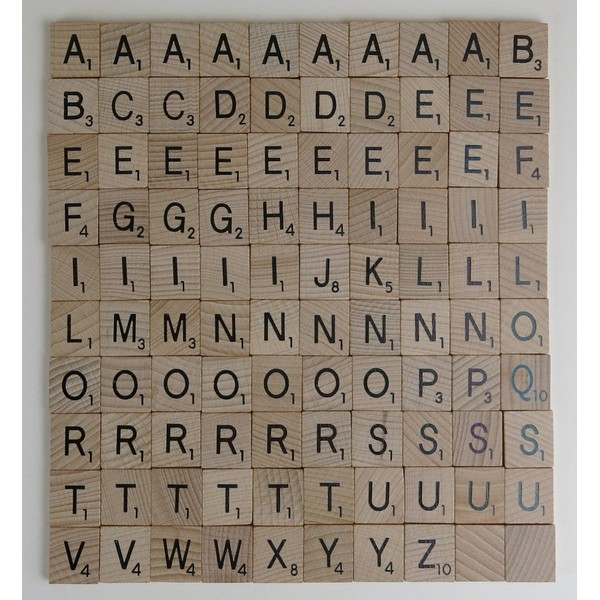 Flyingstart Full Set of Wooden Letter Tiles - 100 Replacement Tiles fits Scrabble game