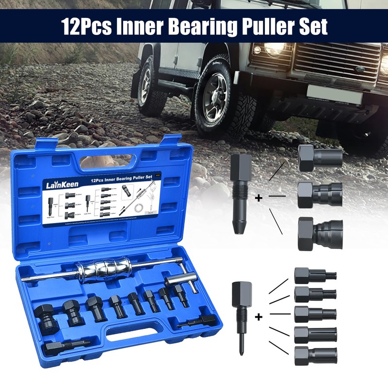 LainKeen 12pcs Blind Hole Collet Bearing Puller Set, Internal Bearing
