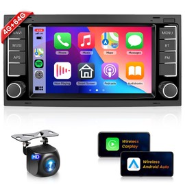【AI DSP 32EQ】 4G+64G Radio for VW Touareg 2004-2011 & T5 T6 Multivan 2004-2009 Car Stereo with Wireless Carplay Android Auto 7inch 1080P IPS Touchscreen 5.0Bluetooth GPS WiFi DAB+ SWC Backup Camera