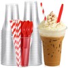 Baderke 50 Sets Plastic Parfait Cups with Red Plastic Soda