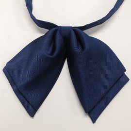 Mantieqingway Adjustable Pre-Tied Bow Tie for Women Girls Blouse Neck ties for Uniform Shirt Bowknot Neckwear (Black+Navy)