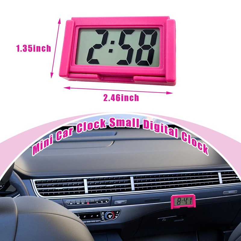 Augeny Mini Car Digital Clock, Adhesive Electronic Small Clock with