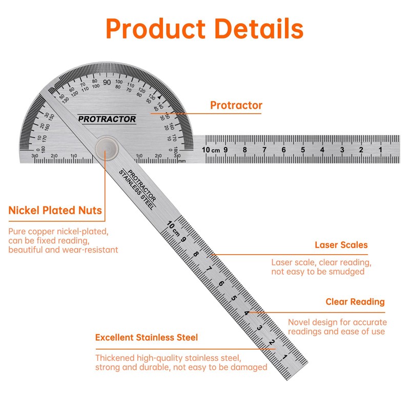 Smgda Protractor, 3.9 inches (10 cm) / 11.8 inches (10
